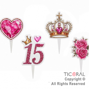 KIT DECO TORTA MIS 15 (12 UNIDADES)